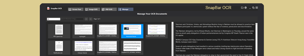 SnapBar OCR Application
